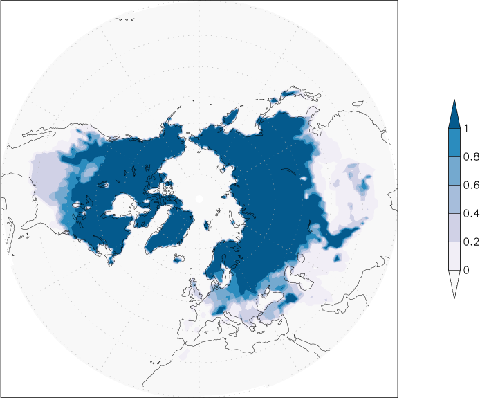 snow cover (northern hemisphere) February  observed values