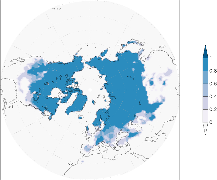 snow cover (northern hemisphere) January  observed values