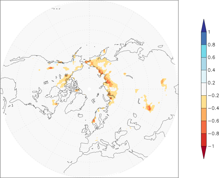 snow cover (northern hemisphere) anomaly June  w.r.t. 1981-2010