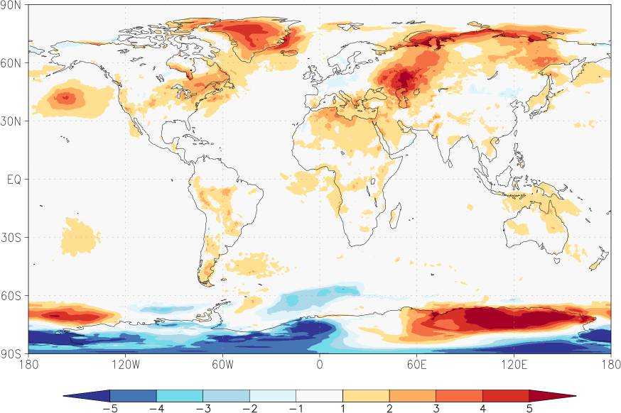 temperature (2m height, world) anomaly August  w.r.t. 1981-2010