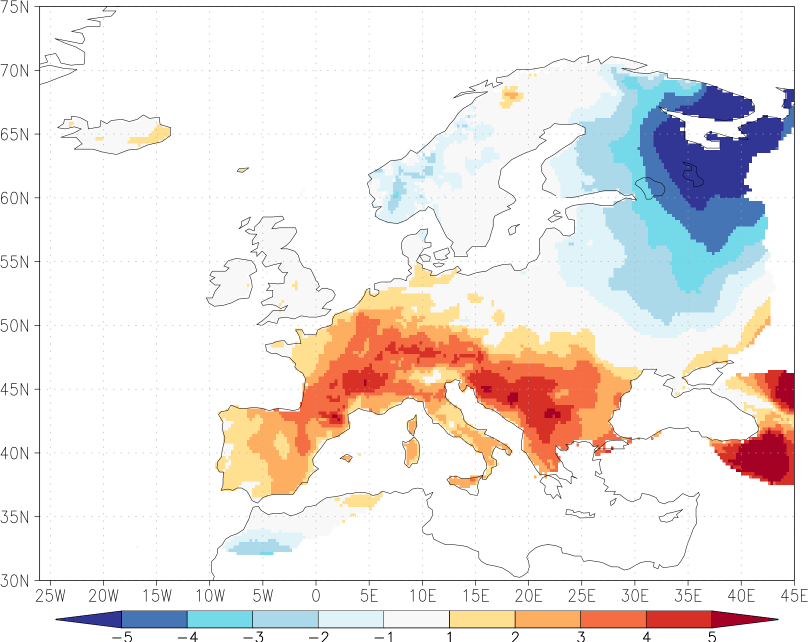 maximum temperature anomaly February  w.r.t. 1981-2010