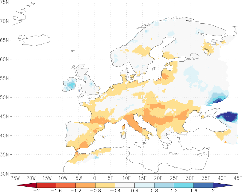 precipitation anomaly October  relative anomalies  (-1: dry, 0: normal, 2: three times normal)