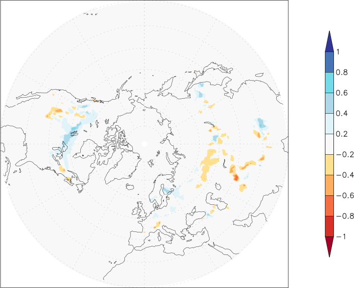 snow cover (northern hemisphere) anomaly April  w.r.t. 1981-2010