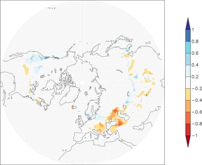 snow cover (northern hemisphere) anomaly December  w.r.t. 1981-2010