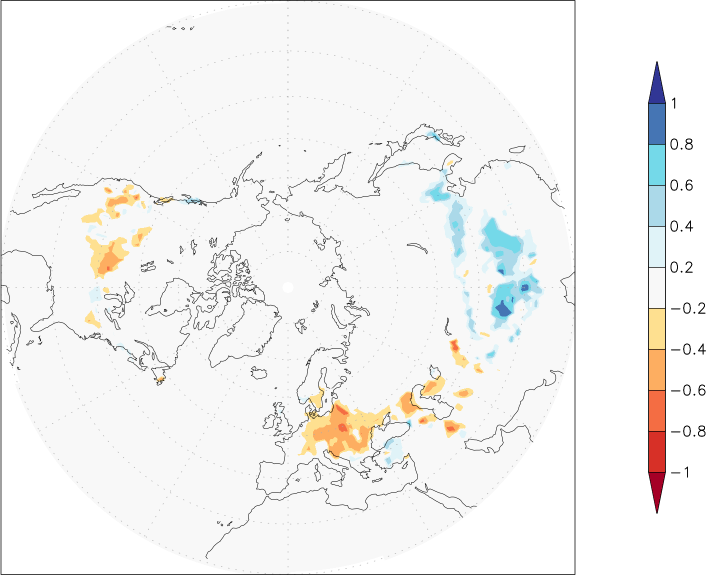 snow cover (northern hemisphere) anomaly February  w.r.t. 1981-2010