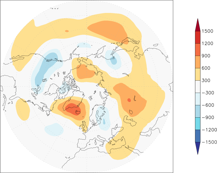 500mb height (northern hemisphere) anomaly April  w.r.t. 1981-2010