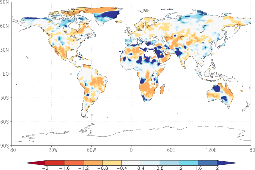 precipitation (rain gauges) anomaly June  relative anomalies  (-1: dry, 0: normal, 2: three times normal)