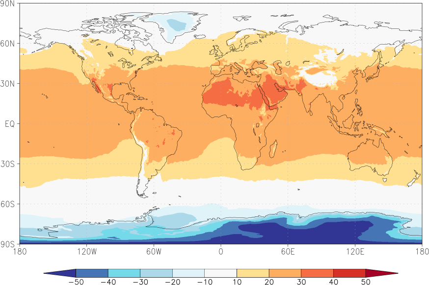 temperature (2m height, world) September  observed values