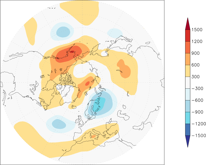 500mb height (northern hemisphere) anomaly October  w.r.t. 1981-2010