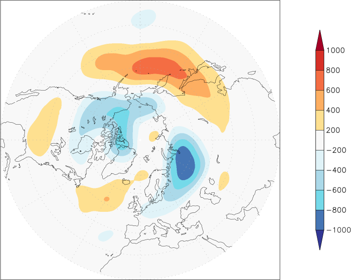 500mb height (northern hemisphere) anomaly autumn (September-November)  w.r.t. 1981-2010