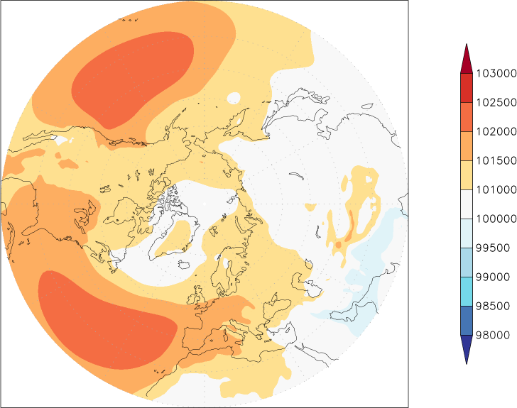 sea-level pressure (northern hemisphere) summer (June-August)  observed values