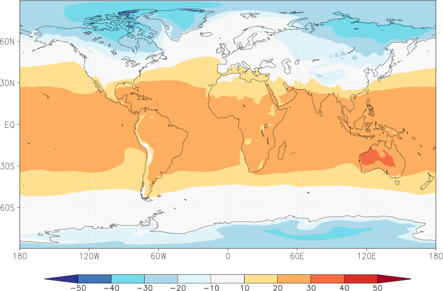 temperature (2m height, world) winter (December-February)  observed values