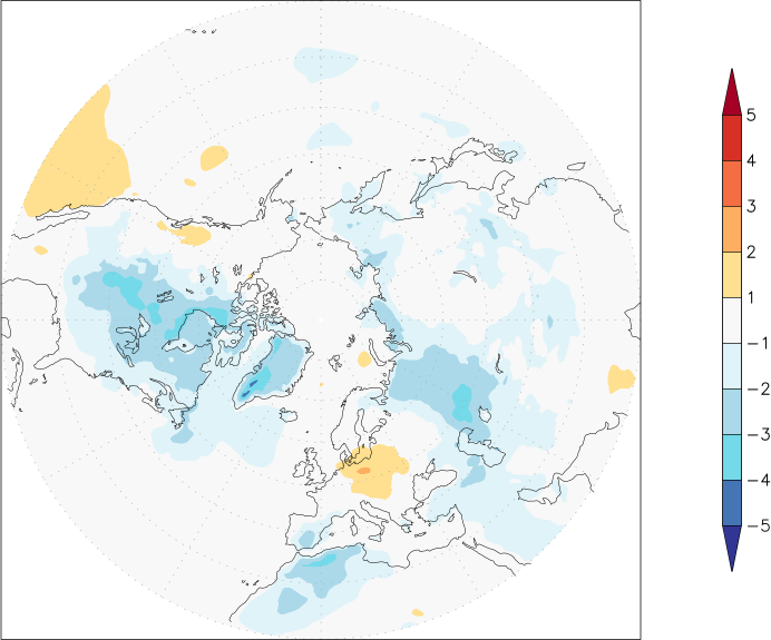 temperature (2m height, northern hemisphere) anomaly summer (June-August)  w.r.t. 1981-2010