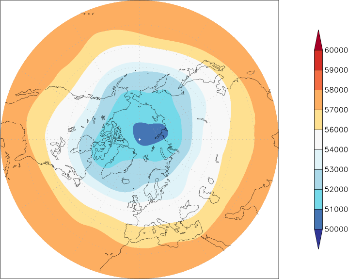 500mb height (northern hemisphere) autumn (September-November)  observed values