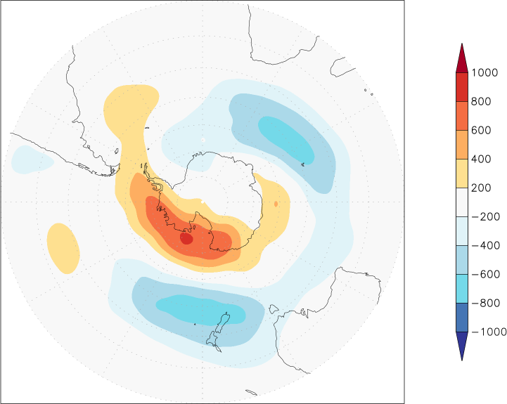 500mb height (southern hemisphere) anomaly summer (June-August)  w.r.t. 1981-2010