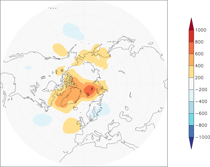 sea-level pressure (northern hemisphere) anomaly summer (June-August)  w.r.t. 1981-2010