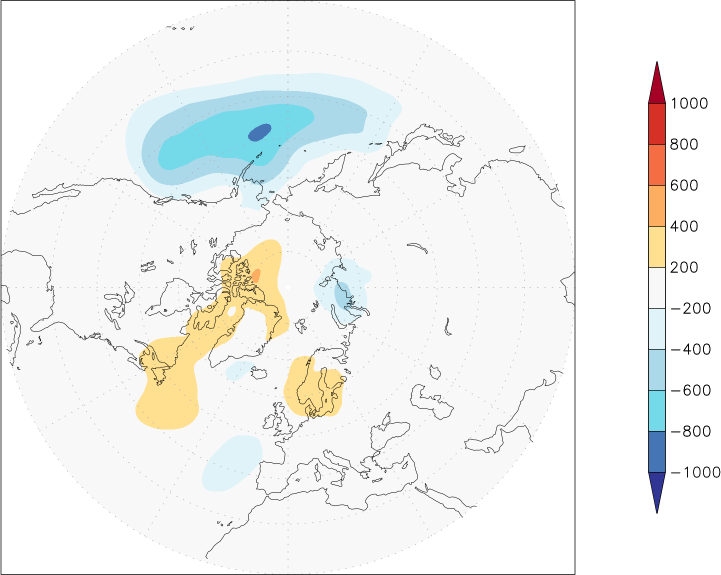 sea-level pressure (northern hemisphere) anomaly spring (March-May)  w.r.t. 1981-2010