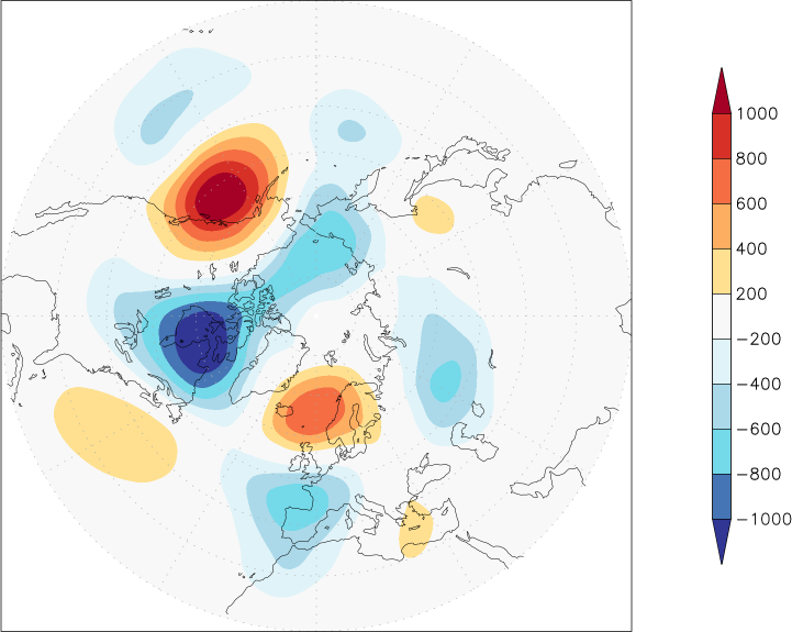 500mb height (northern hemisphere) anomaly autumn (September-November)  w.r.t. 1981-2010