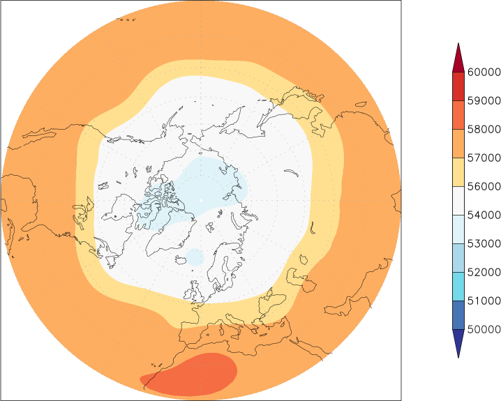 500mb height (northern hemisphere) summer (June-August)  observed values