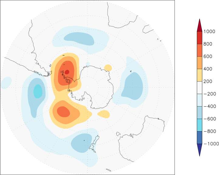 500mb height (southern hemisphere) anomaly winter (December-February)  w.r.t. 1981-2010