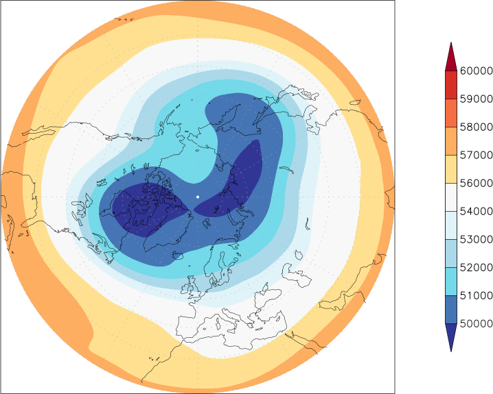 500mb height (northern hemisphere) winter (December-February)  observed values