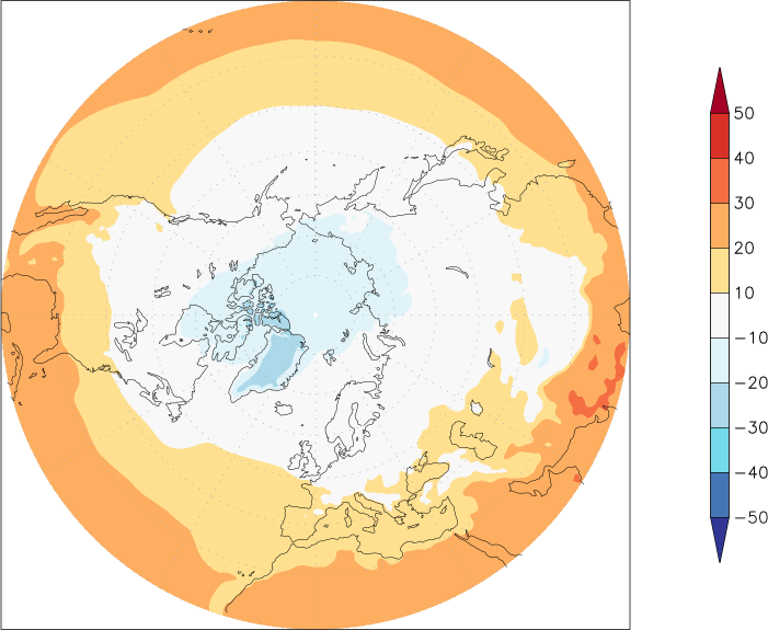 temperature (2m height, northern hemisphere) spring (March-May)  observed values