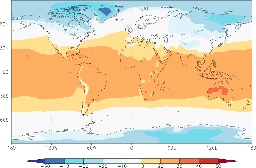 temperature (2m height, world) winter (December-February)  observed values