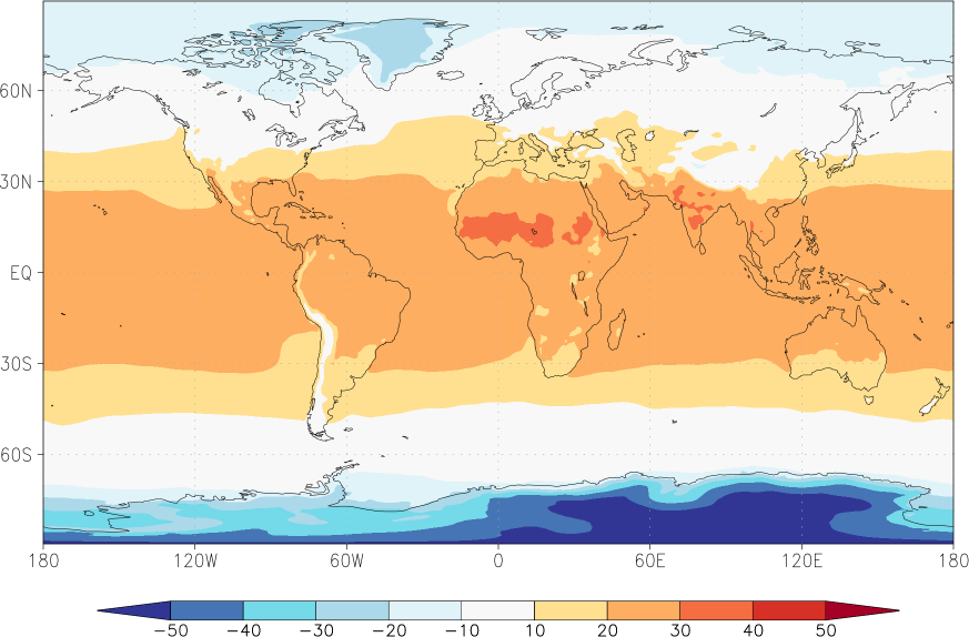 temperature (2m height, world) spring (March-May)  observed values