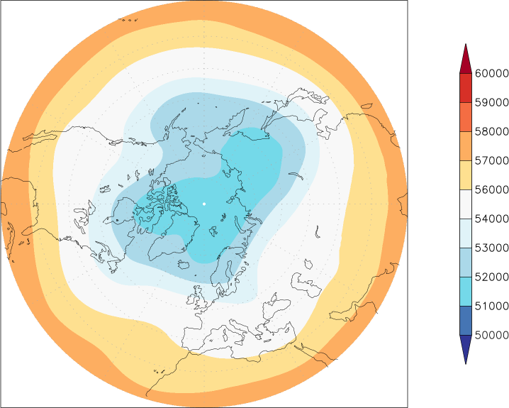 500mb height (northern hemisphere) spring (March-May)  observed values