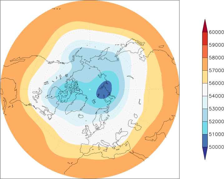 500mb height (northern hemisphere) autumn (September-November)  observed values