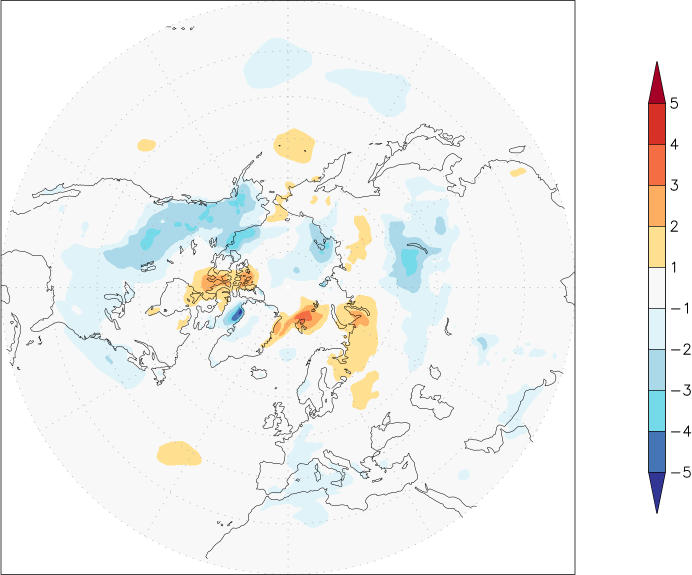 temperature (2m height, northern hemisphere) anomaly autumn (September-November)  w.r.t. 1981-2010