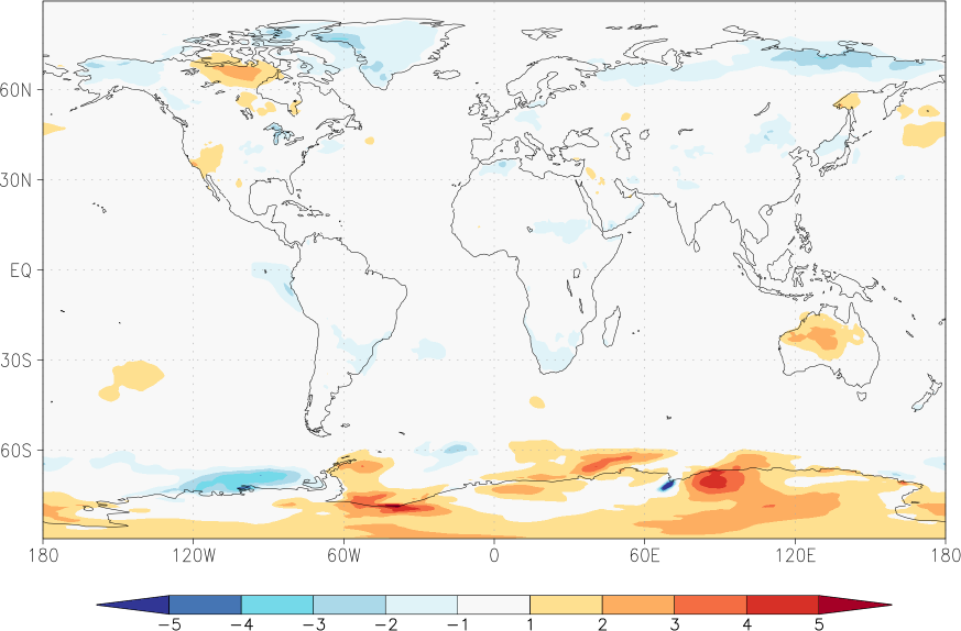 temperature (2m height, world) anomaly summer (June-August)  w.r.t. 1981-2010