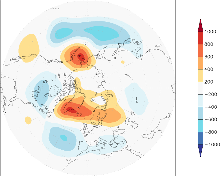 500mb height (northern hemisphere) anomaly spring (March-May)  w.r.t. 1981-2010