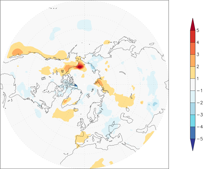 temperature (2m height, northern hemisphere) anomaly autumn (September-November)  w.r.t. 1981-2010