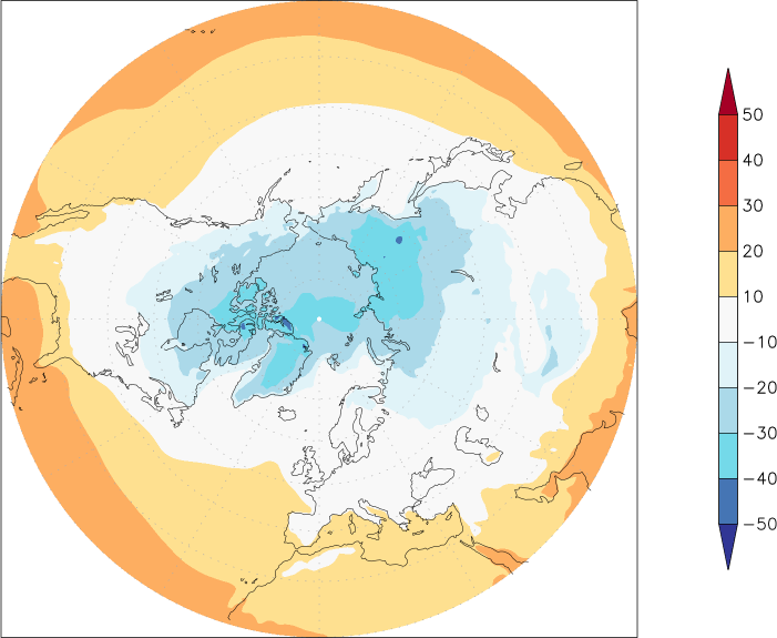 temperature (2m height, northern hemisphere) winter (December-February)  observed values