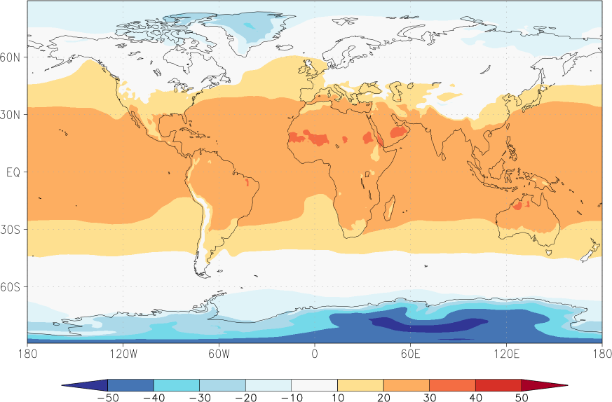 temperature (2m height, world) autumn (September-November)  observed values