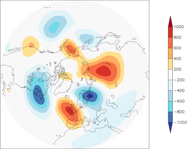 500mb height (northern hemisphere) anomaly spring (March-May)  w.r.t. 1981-2010