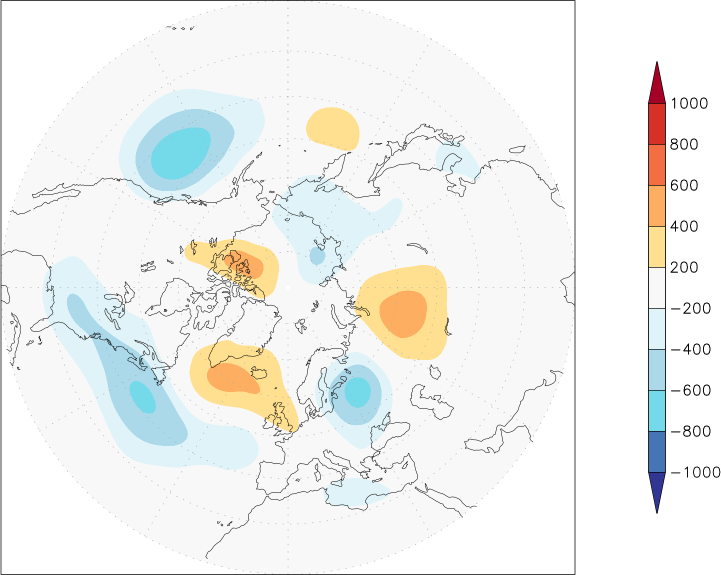 500mb height (northern hemisphere) anomaly autumn (September-November)  w.r.t. 1981-2010