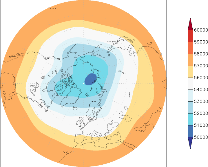 500mb height (northern hemisphere) autumn (September-November)  observed values