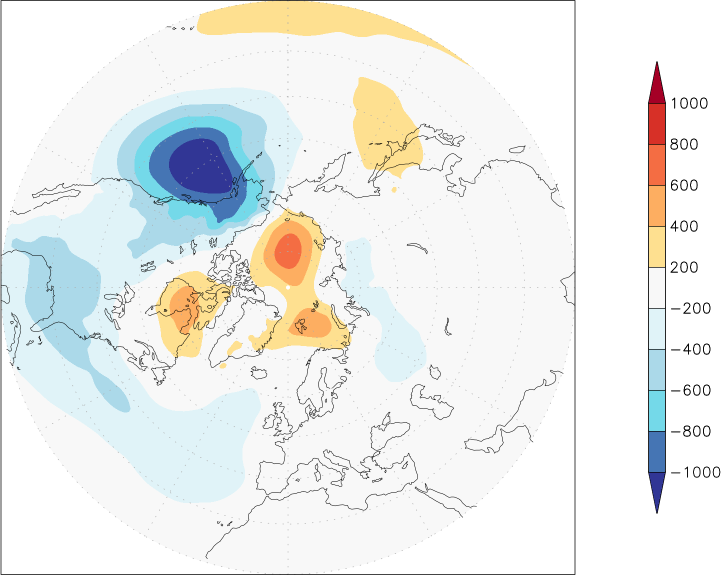 sea-level pressure (northern hemisphere) anomaly winter (December-February)  w.r.t. 1981-2010