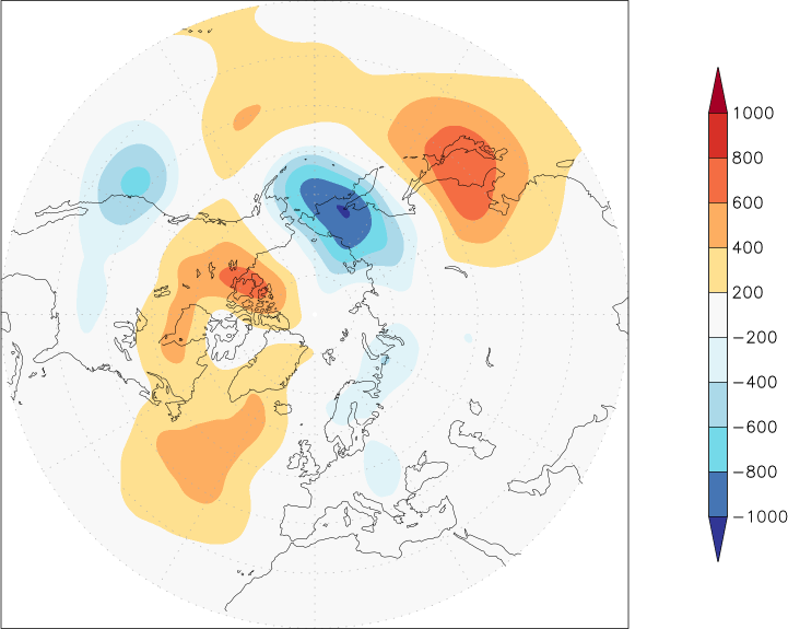 500mb height (northern hemisphere) anomaly spring (March-May)  w.r.t. 1981-2010