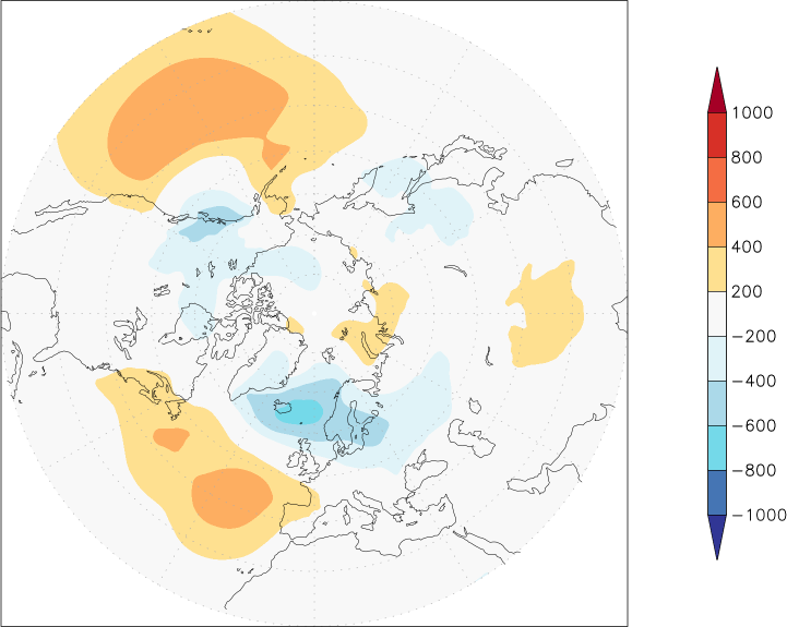 sea-level pressure (northern hemisphere) anomaly winter (December-February)  w.r.t. 1981-2010