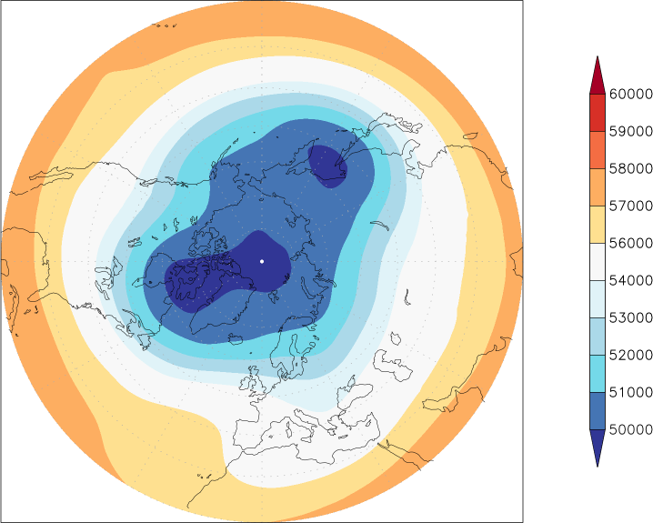 500mb height (northern hemisphere) winter (December-February)  observed values