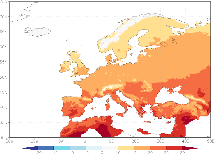 daily mean temperature summer (June-August)  observed values