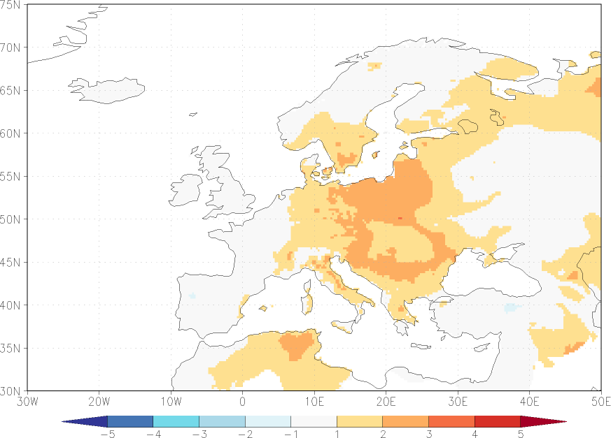 maximum temperature anomaly spring (March-May)  w.r.t. 1981-2010