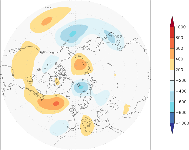 500mb height (northern hemisphere) anomaly spring (March-May)  w.r.t. 1981-2010