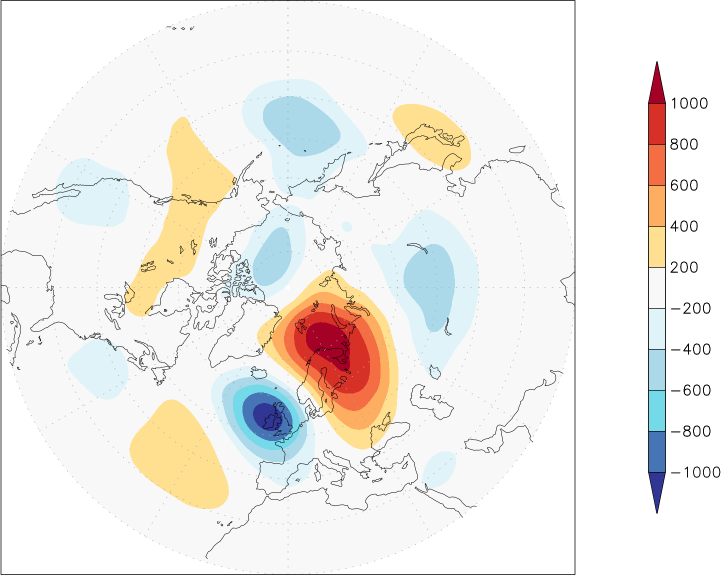 500mb height (northern hemisphere) anomaly autumn (September-November)  w.r.t. 1981-2010