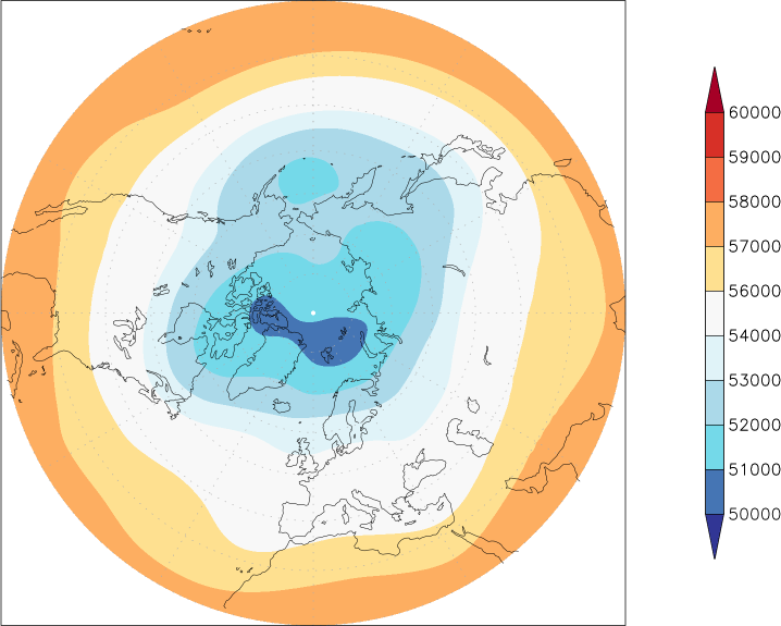 500mb height (northern hemisphere) spring (March-May)  observed values