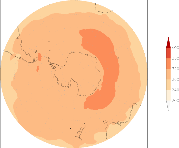 ozone (southern hemisphere) winter (December-February)  observed values