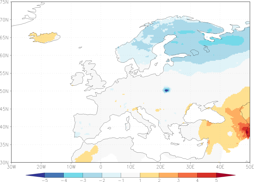 maximum temperature anomaly autumn (September-November)  w.r.t. 1981-2010